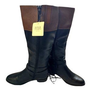 ANA TORRANCE Women's Knee High Black And Brown 7M Boots Accessory NWT